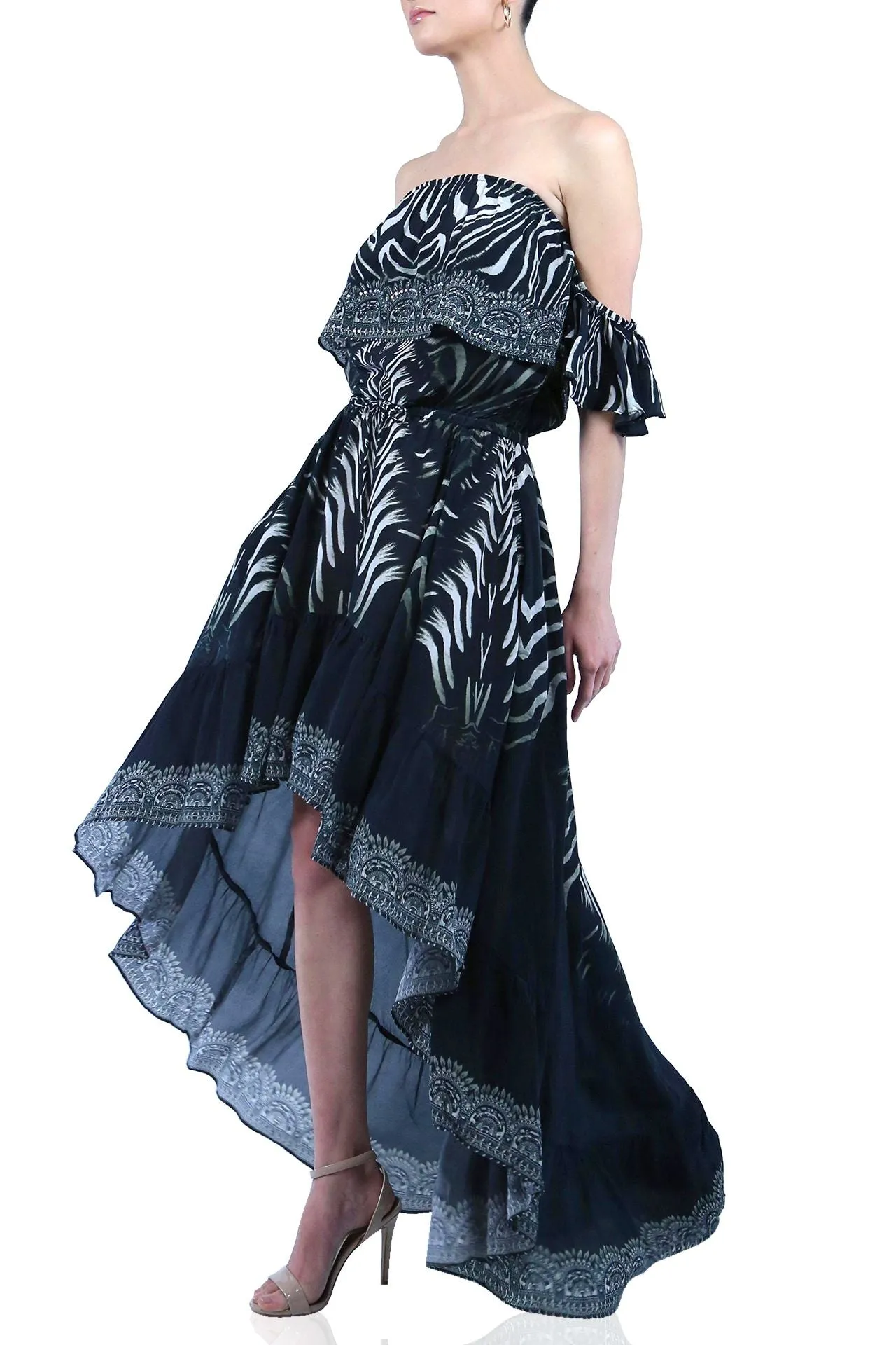 High Low Black Floor Length Dress
