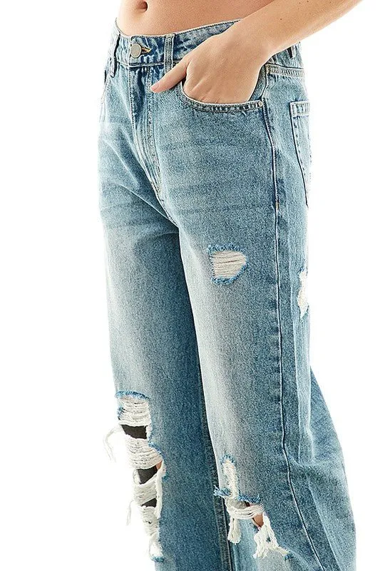 HIGH RISE COTTON RIGID BALLOON JEAN