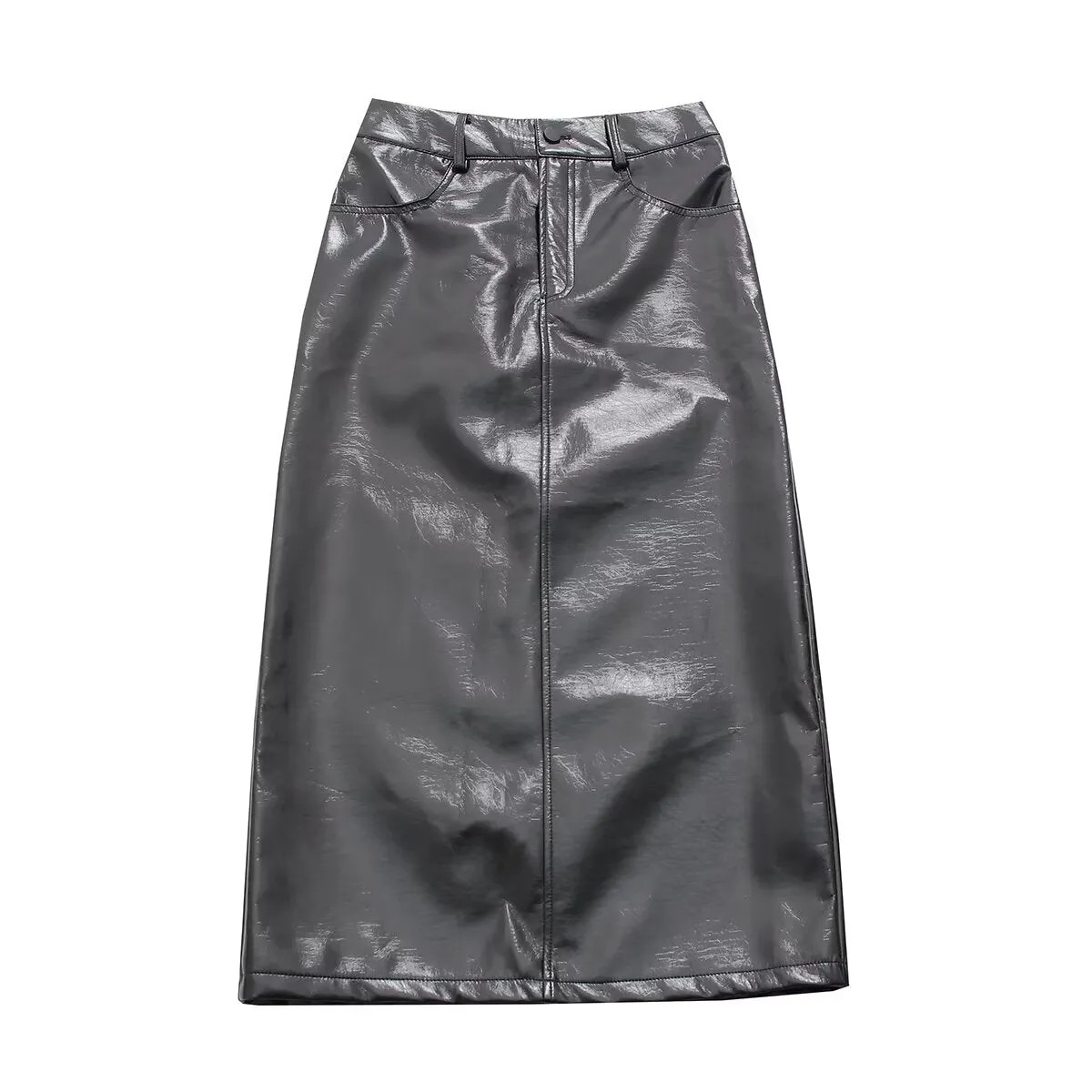 High Waist Faux Leather Pencil Skirt