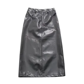 High Waist Faux Leather Pencil Skirt