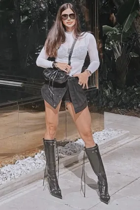 Jessica Bara April High Waisted Denim Shorts As Seen On Carolina Delgado