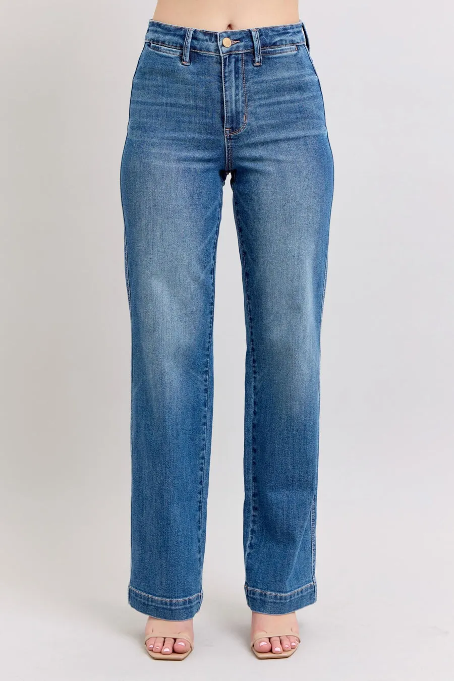 Judy Blue High Waist Contrast Thread Straight Leg Jeans 88596