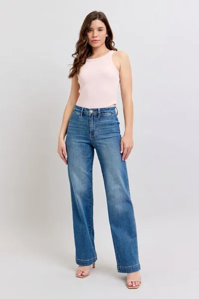 Judy Blue High Waist Contrast Thread Straight Leg Jeans 88596