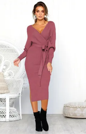 Kath Women's Sexy V Neck Lace Up Long Sleeve Dress