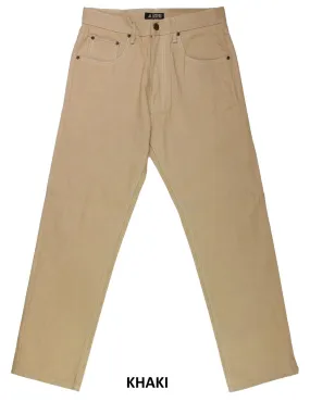 Khaki Men's Loose-Fit Raw Denim Jeans by Access Apparel Style No: AP14033