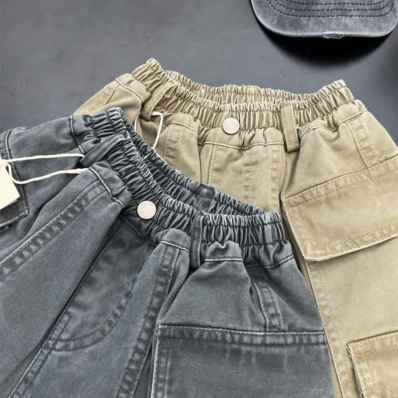 Kids Multi Pocket Distressed Cargo Pants