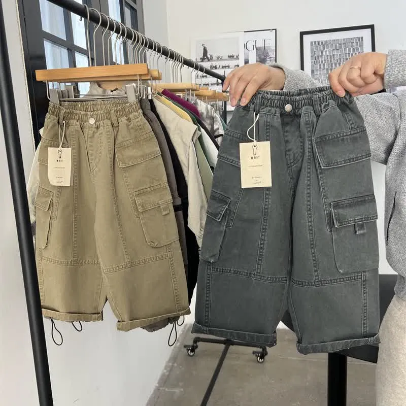 Kids Multi Pocket Distressed Cargo Pants