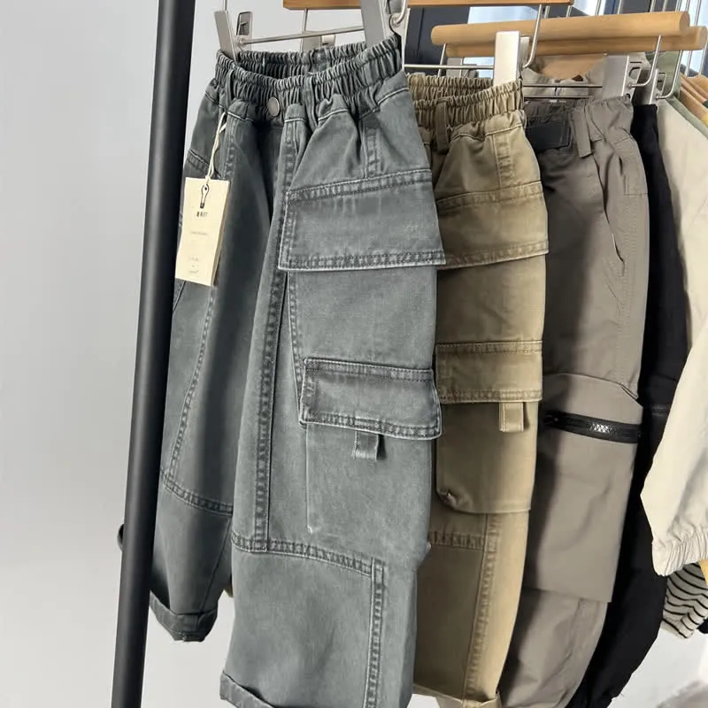 Kids Multi Pocket Distressed Cargo Pants