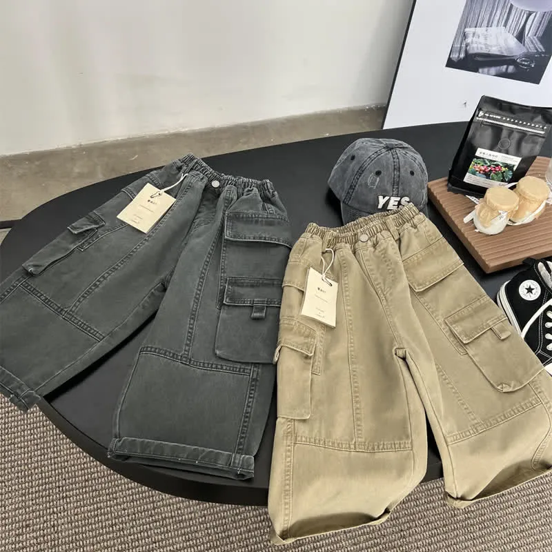 Kids Multi Pocket Distressed Cargo Pants