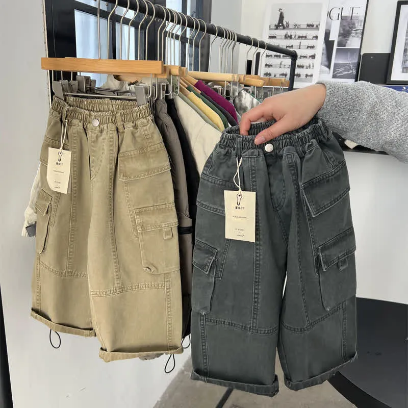 Kids Multi Pocket Distressed Cargo Pants