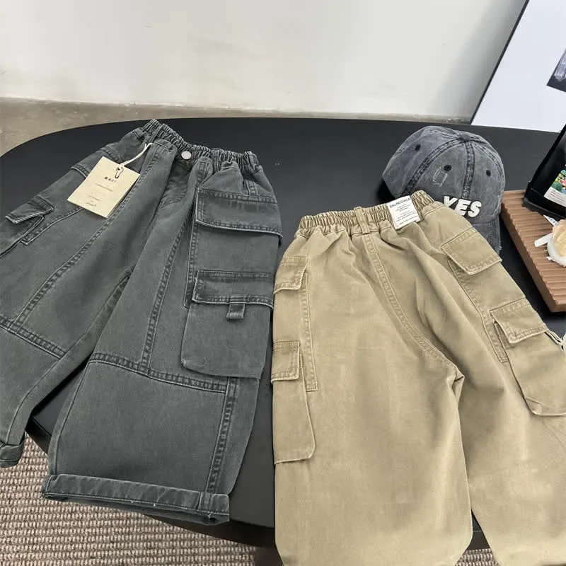 Kids Multi Pocket Distressed Cargo Pants