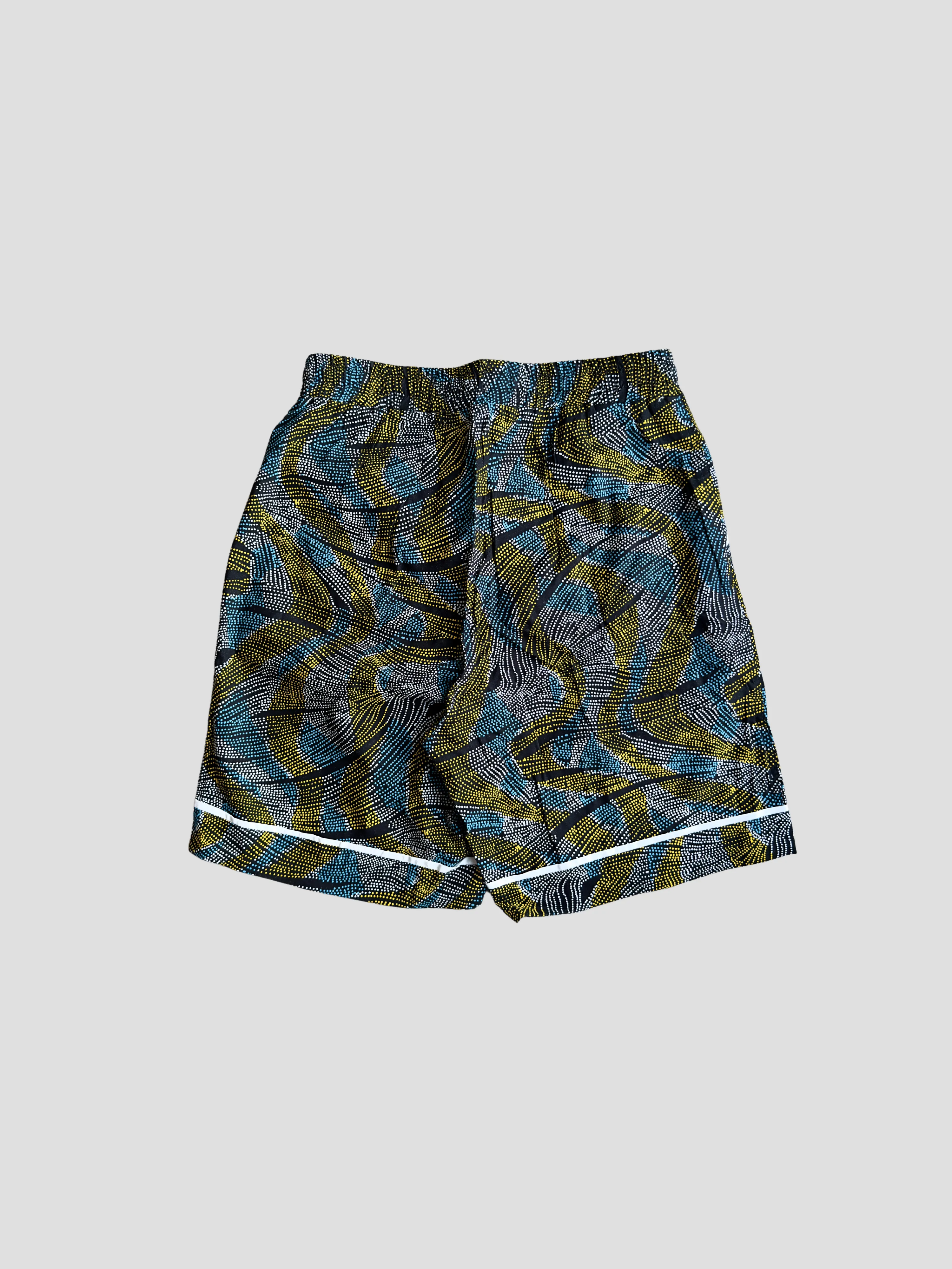 Kitenge Design Lounge Short for Women Floral Yellow Blue Dots