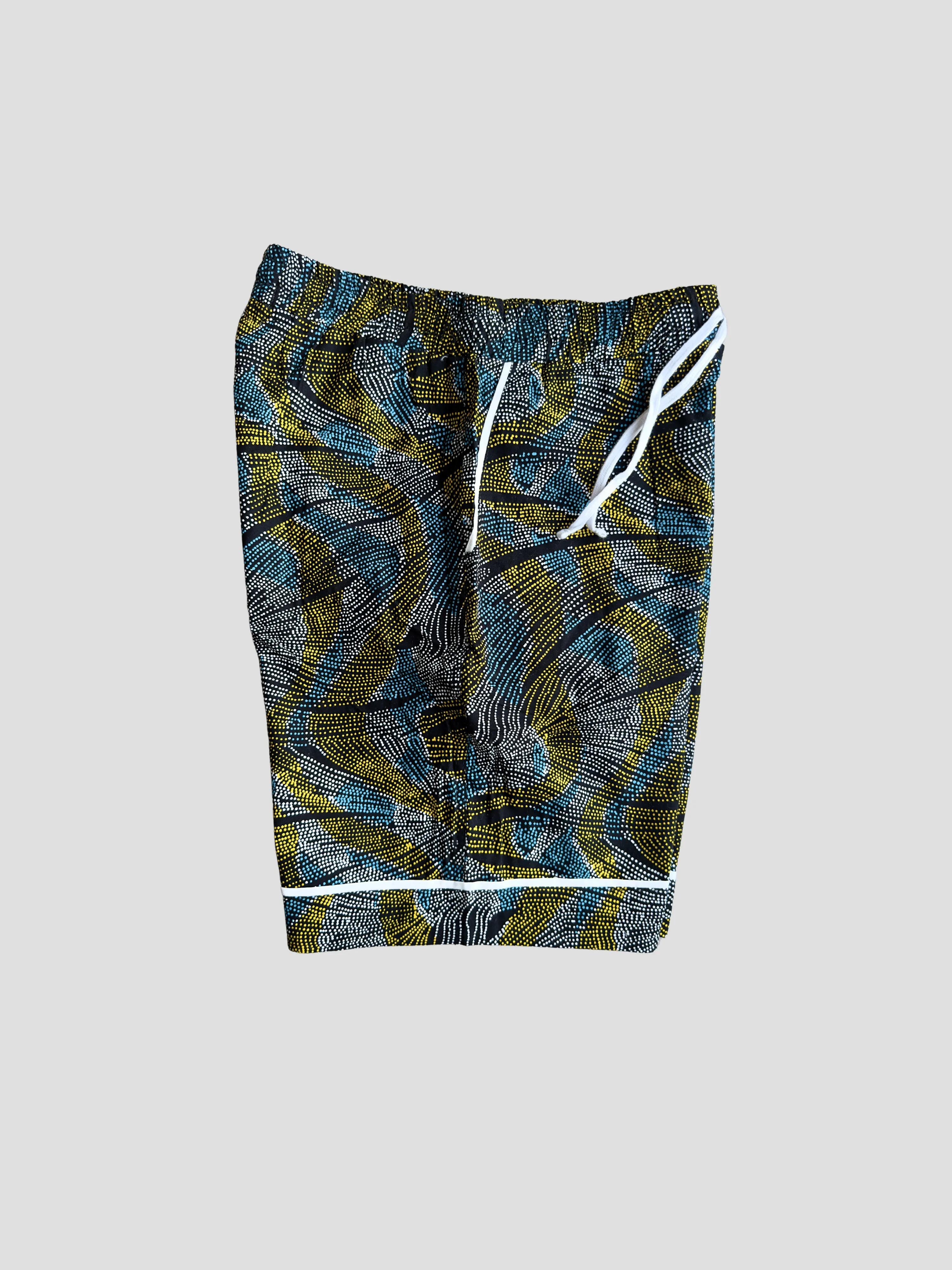 Kitenge Design Lounge Short for Women Floral Yellow Blue Dots
