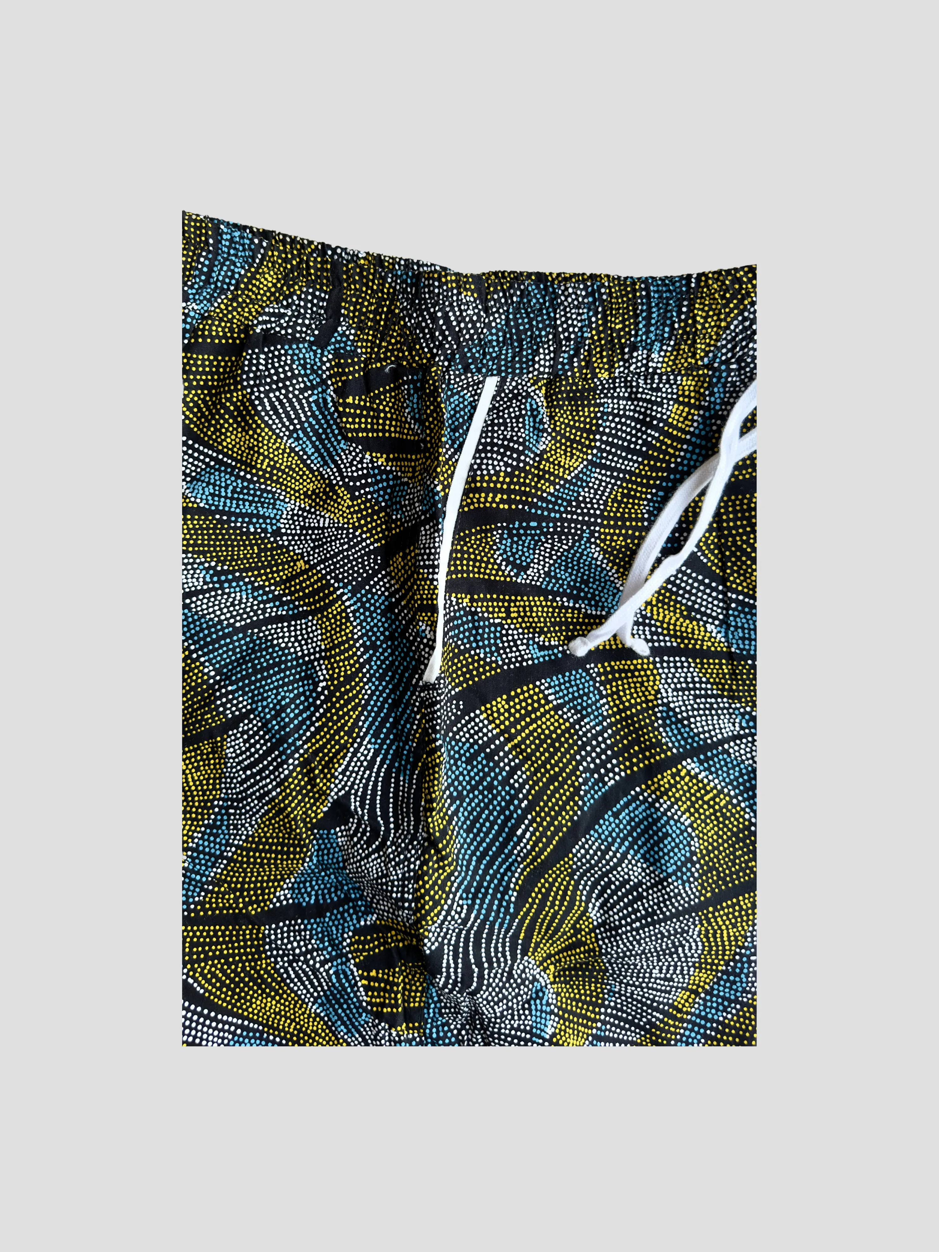 Kitenge Design Lounge Short for Women Floral Yellow Blue Dots