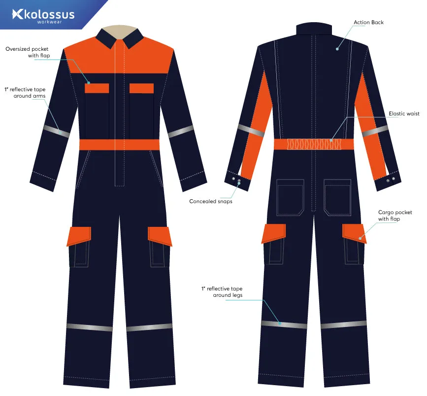 Kolossus Deluxe Long Sleeve Cotton Blend Coverall with Enhanced Visibility