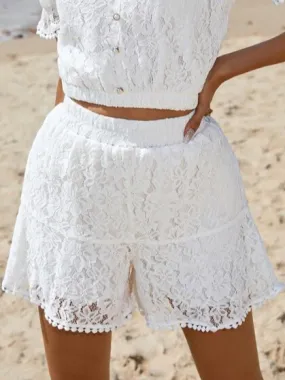 Lace Plain Loose Casual Shorts AA35