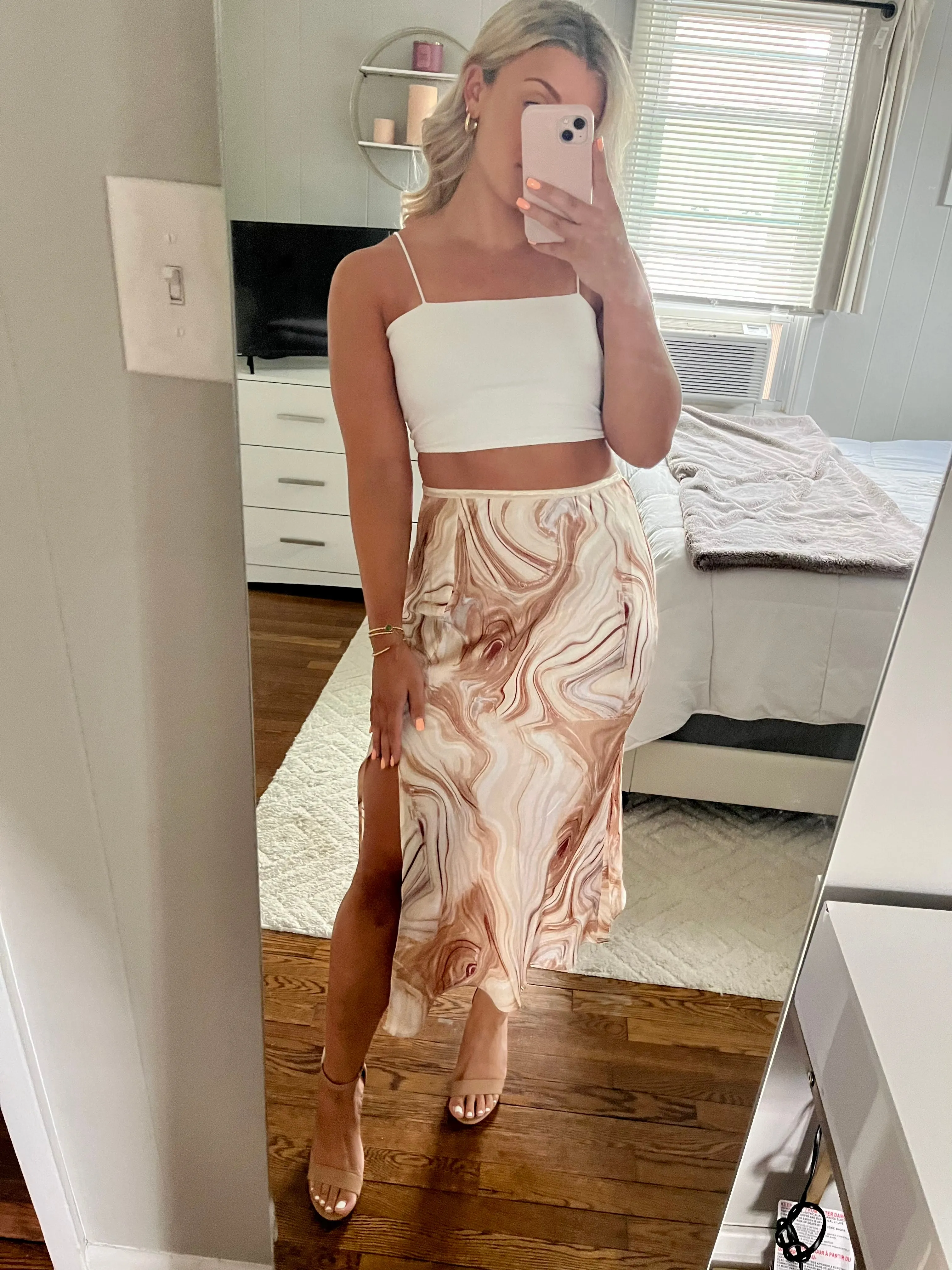 Latte Swirl Midi Skirt