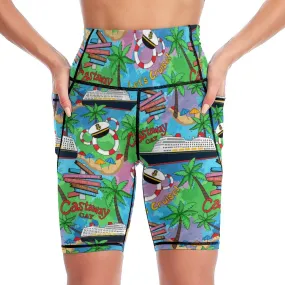 Let's Cruise Women's Knee Length Athletic Yoga Shorts With Pockets