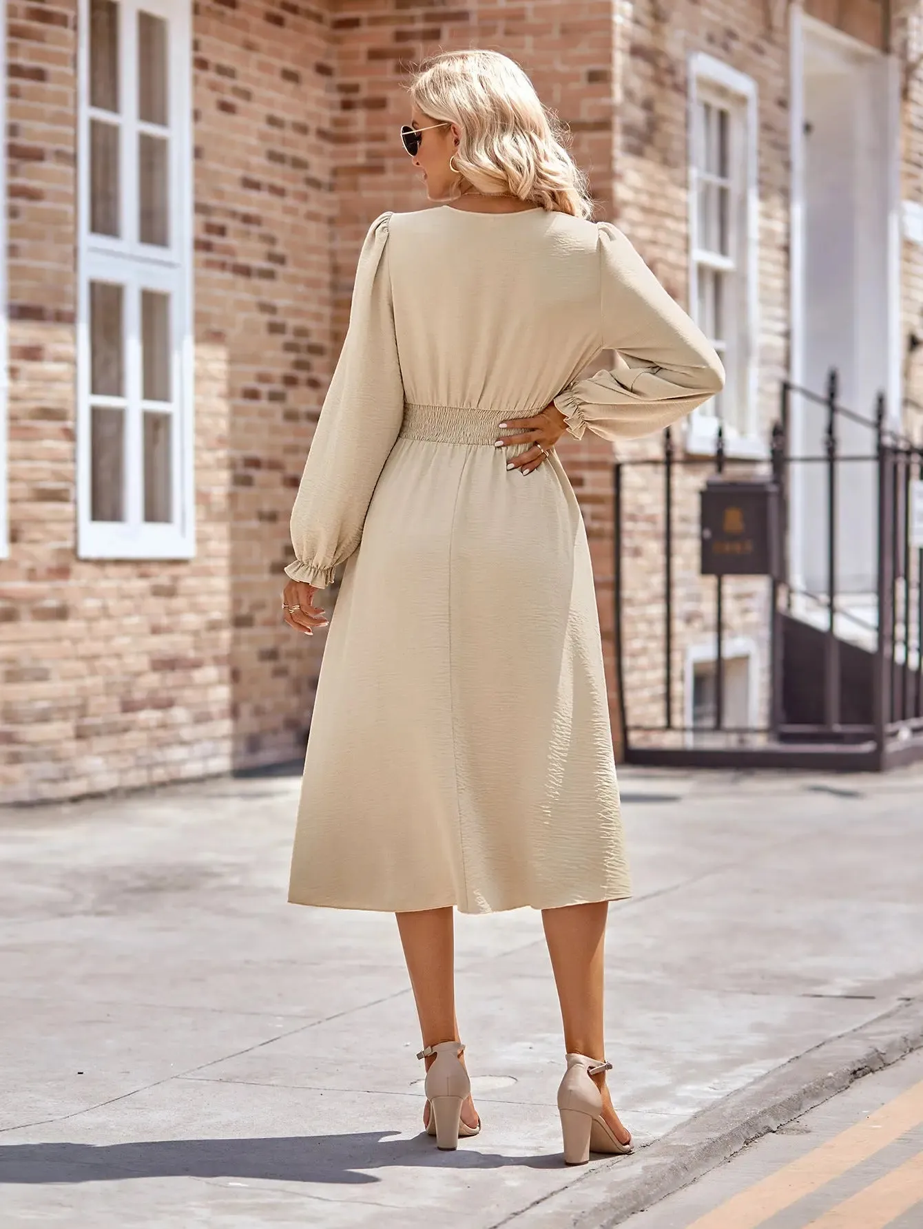 Long Sleeve V Neck Dress