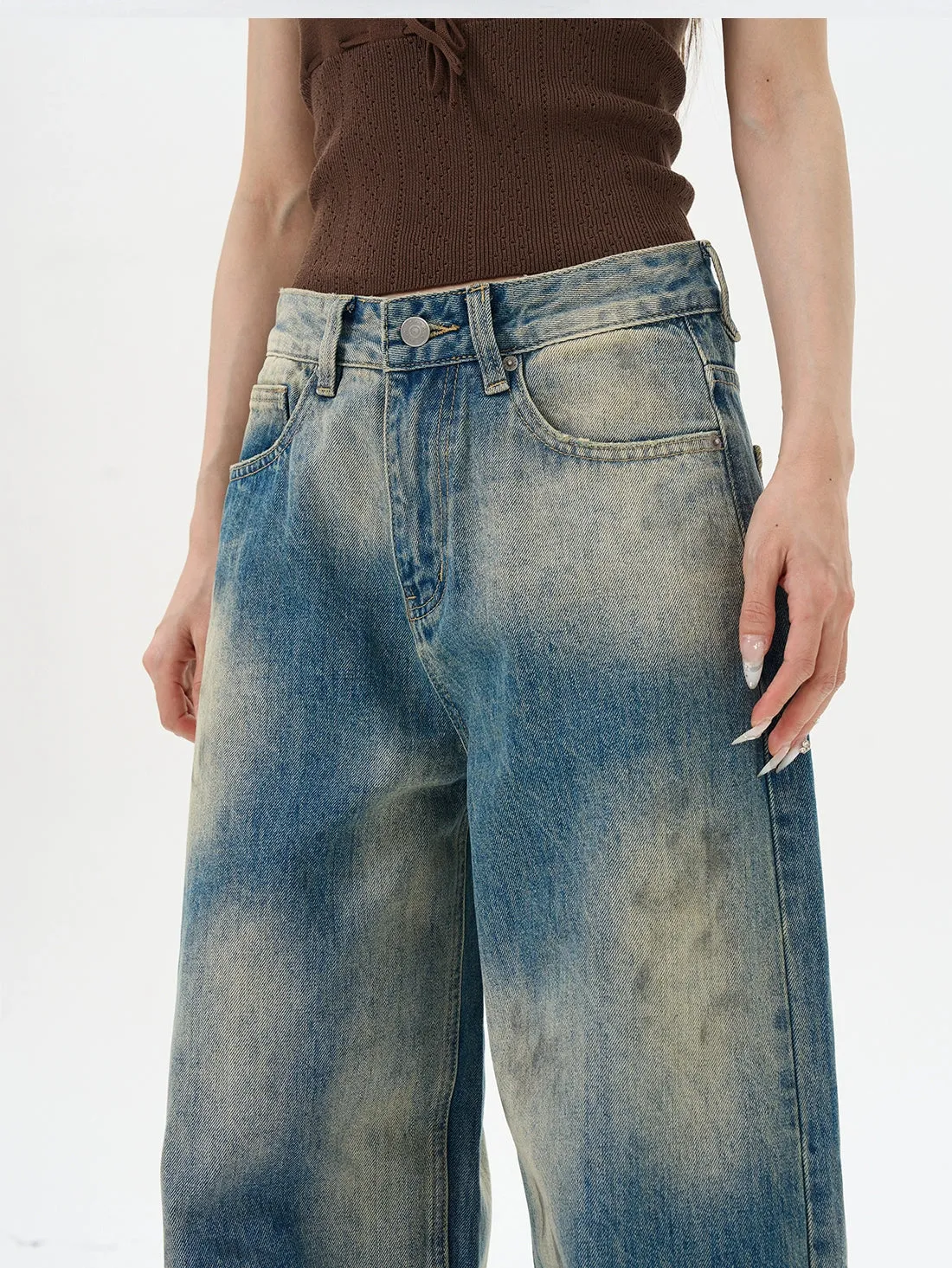Loose-fit Ink-Splashed Jeans