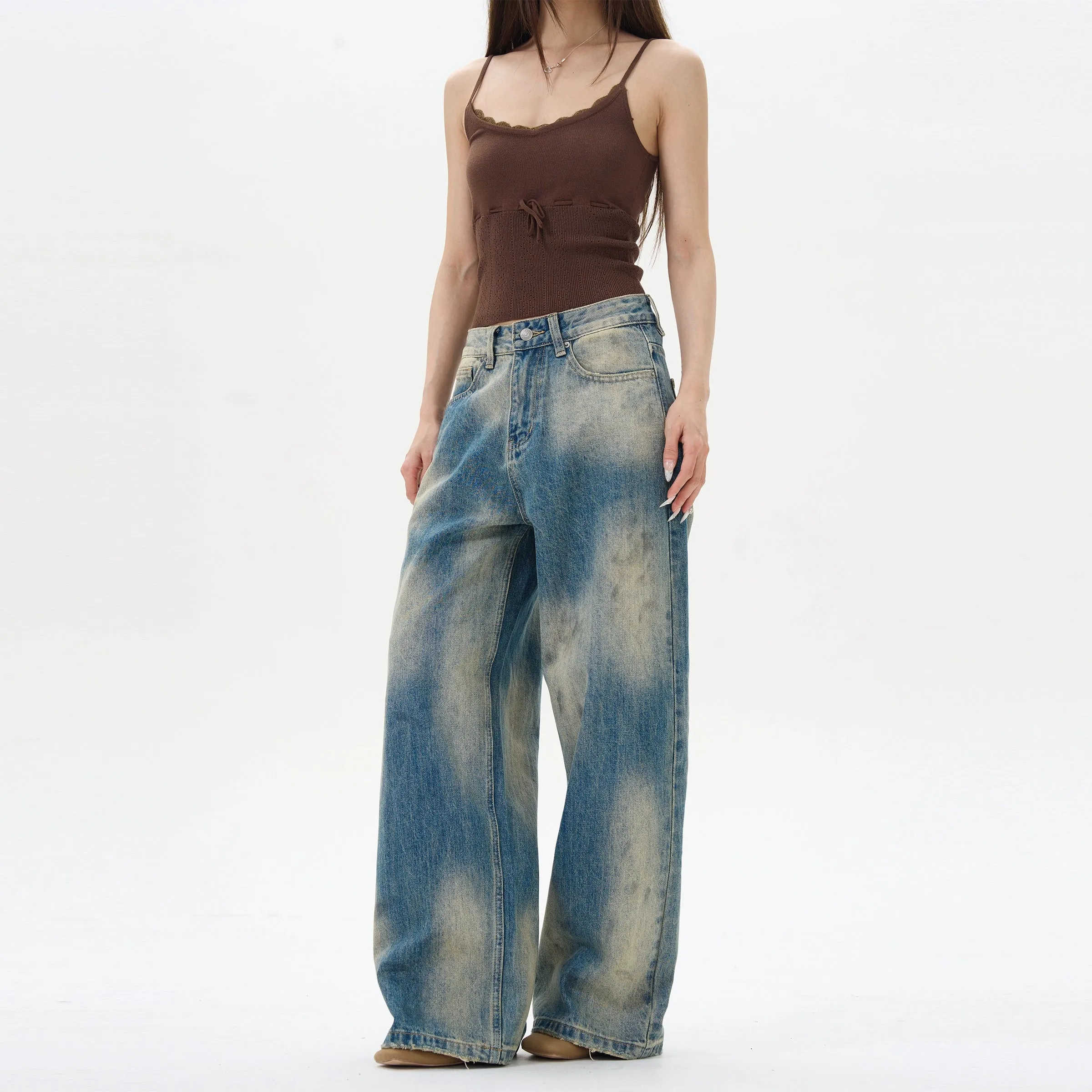 Loose-fit Ink-Splashed Jeans