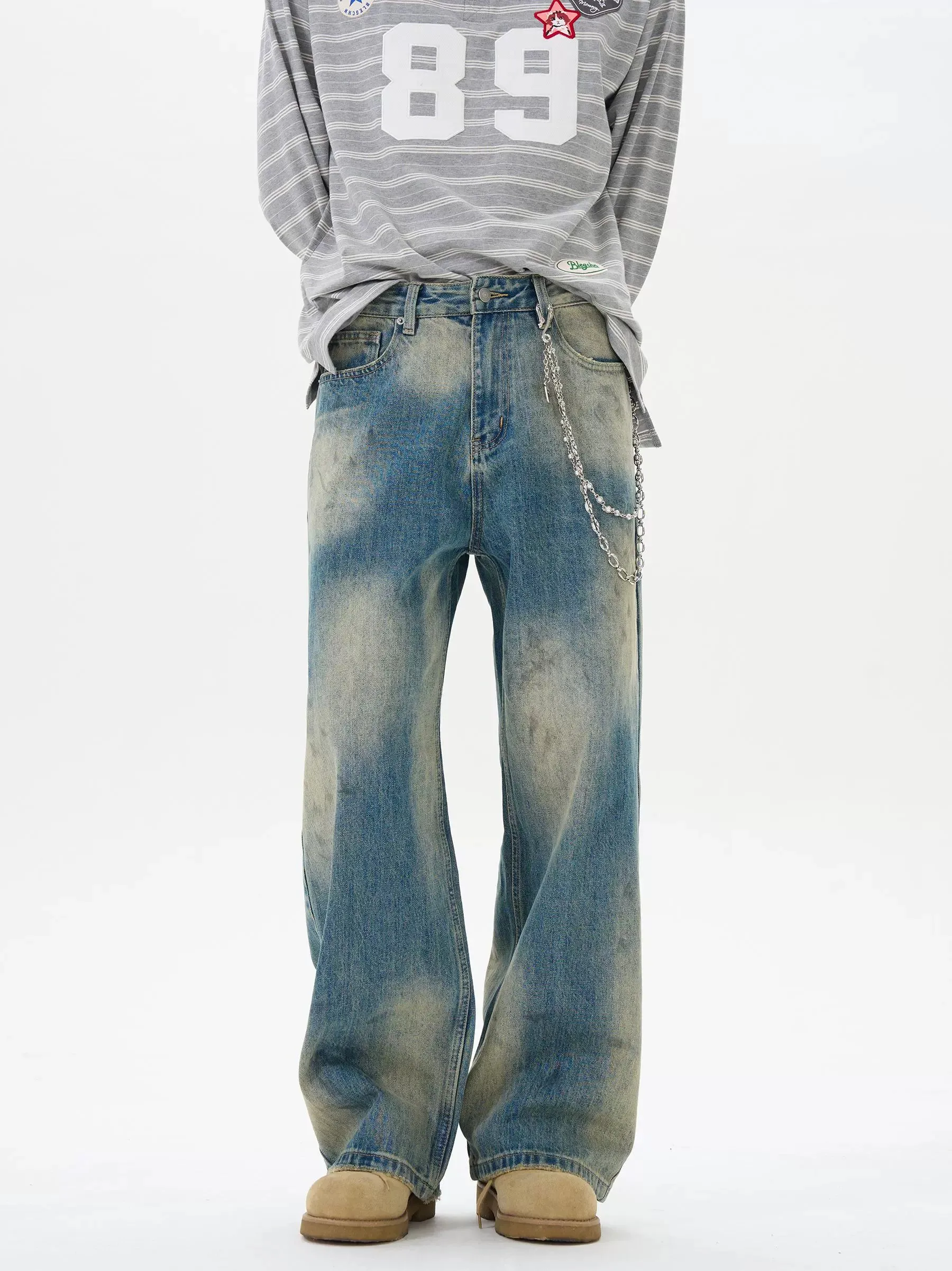 Loose-fit Ink-Splashed Jeans