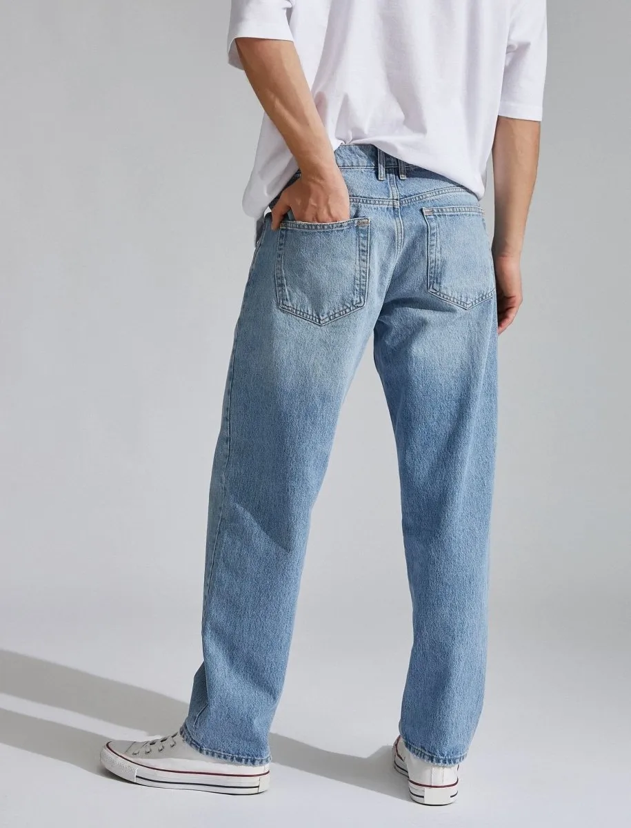 Loose Fit Jean Pants in Light Blue