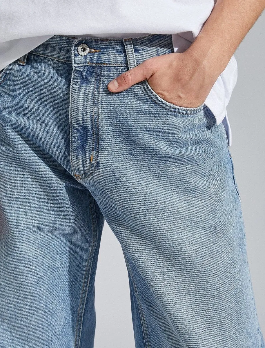 Loose Fit Jean Pants in Light Blue