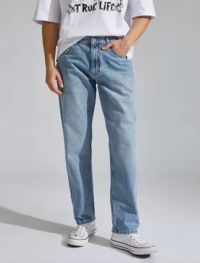 Loose Fit Jean Pants in Light Blue