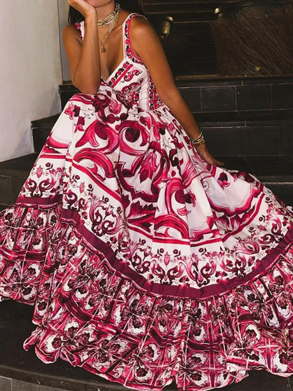 Luna Printed Sleeveless Swing Dress