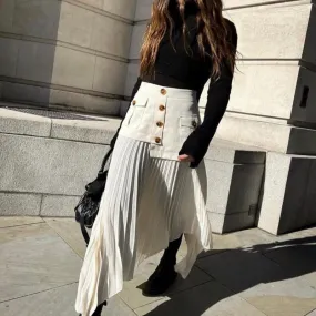 Mathilde Patchwork Pleated Maxi Skirts - 2 Colors