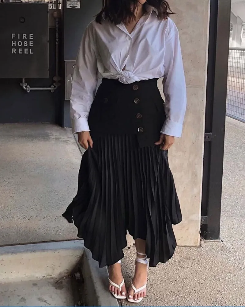 Mathilde Patchwork Pleated Maxi Skirts - 2 Colors