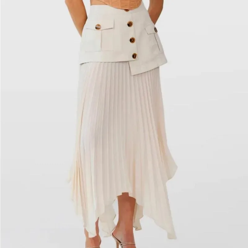 Mathilde Patchwork Pleated Maxi Skirts - 2 Colors