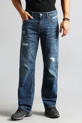 Med Blue 5 Pocket Midrise, Loose Fit Jeans