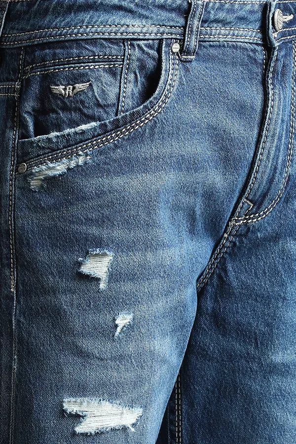 Med Blue 5 Pocket Midrise, Loose Fit Jeans