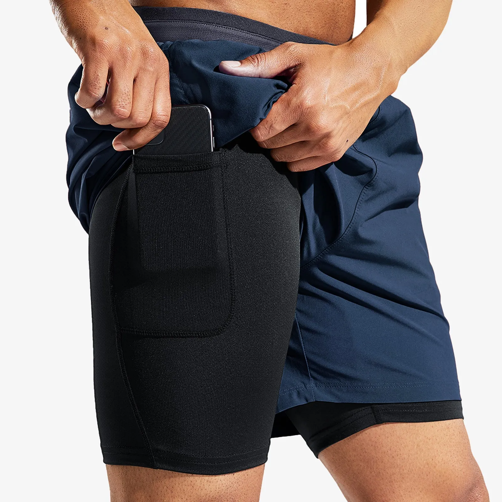 Men's 2 in 1 Running Shorts 5"