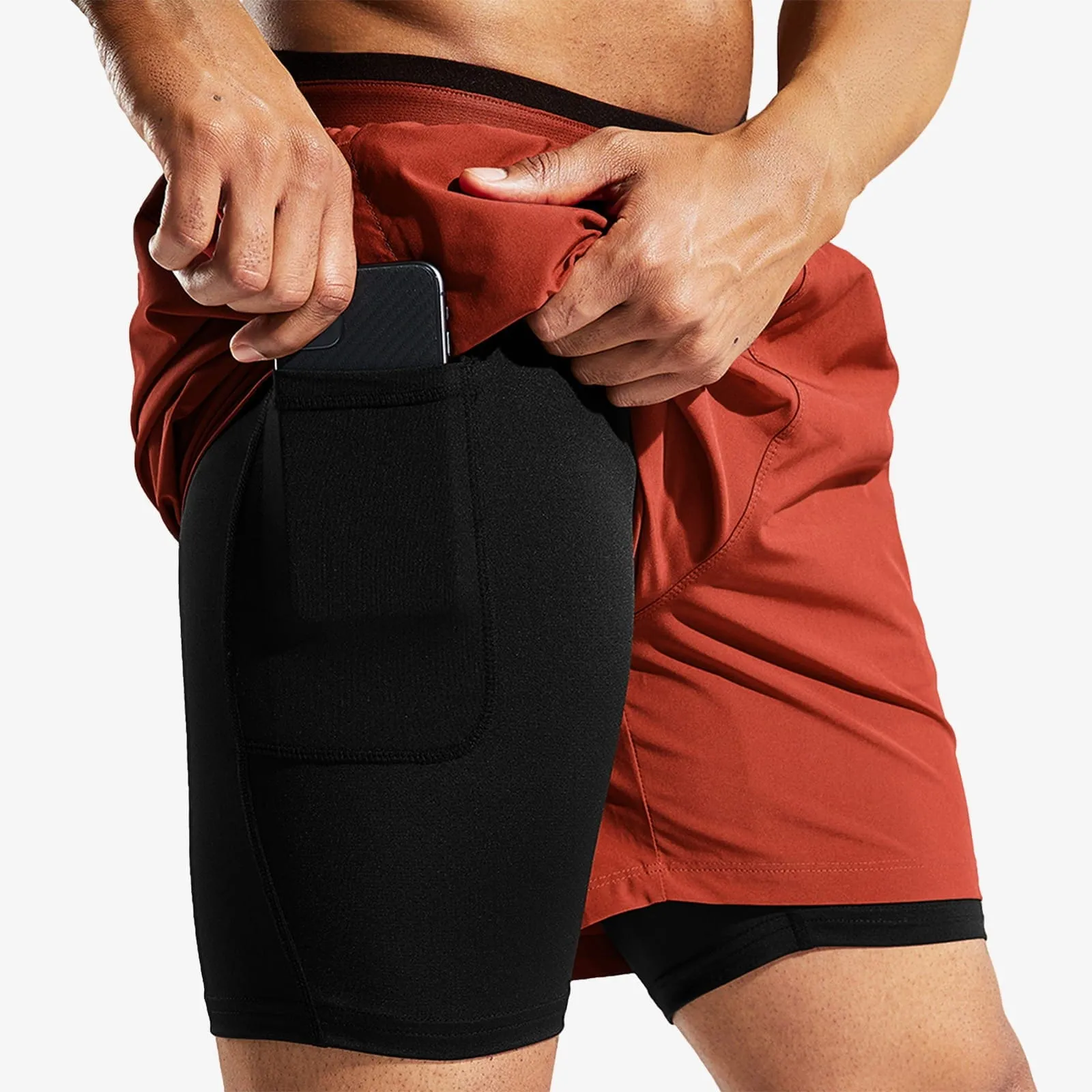 Men's 2 in 1 Running Shorts 5"