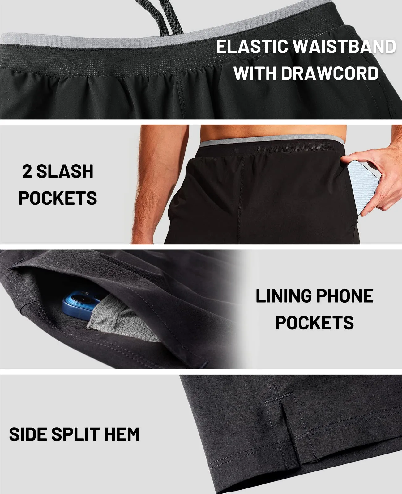 Men's 2 in 1 Running Shorts 5"