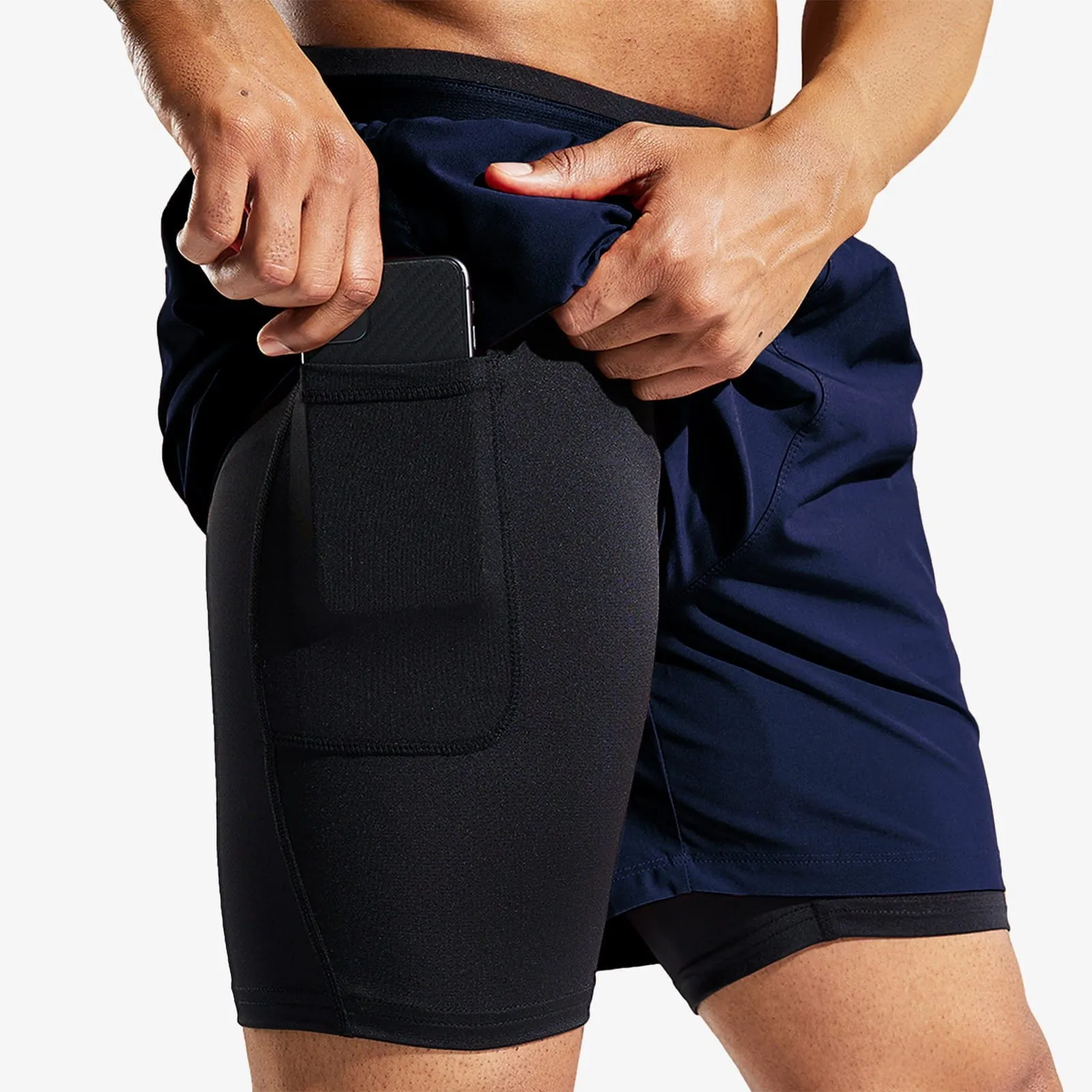 Men's 2 in 1 Running Shorts 5"