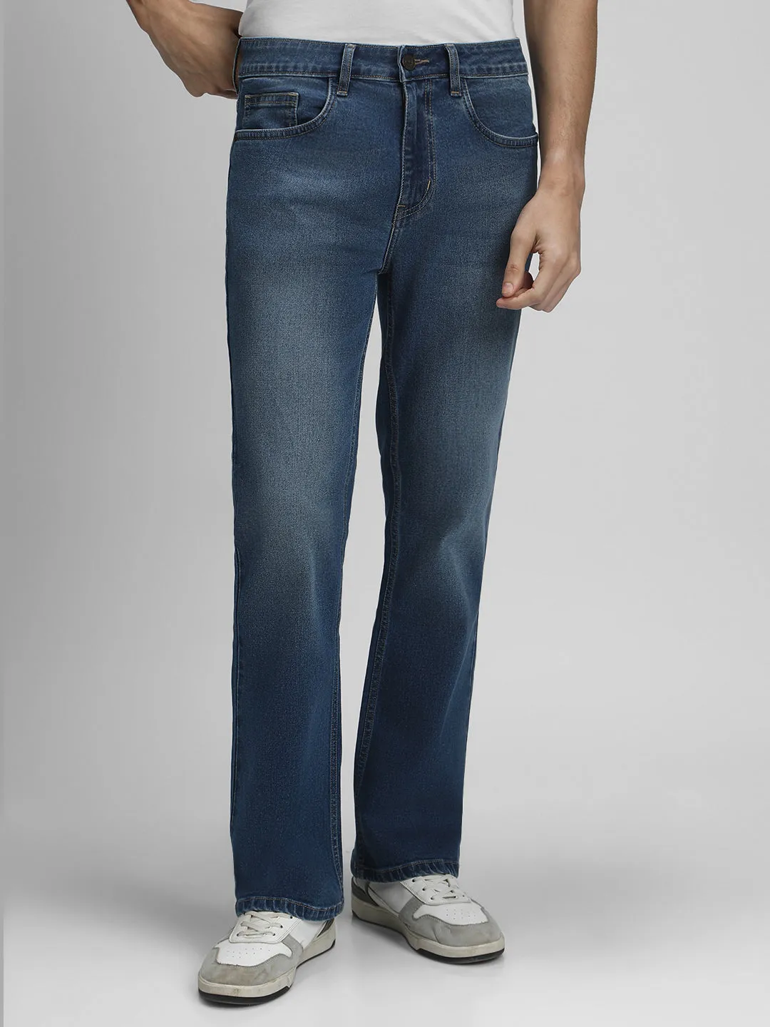 Men's Boot Cut Washed Indigo Stretchable Jeans