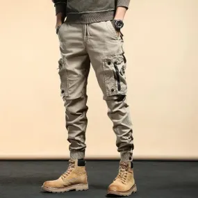 Men's Cargo Pants Outdoor Biker Trousers - Korean Style Loose Fit Hiking, Motorcycle Slacks, Cotton Spandex Baggy Fashion
