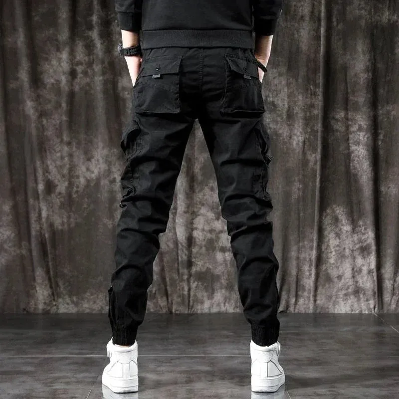 Men's Cargo Pants Outdoor Biker Trousers - Korean Style Loose Fit Hiking, Motorcycle Slacks, Cotton Spandex Baggy Fashion