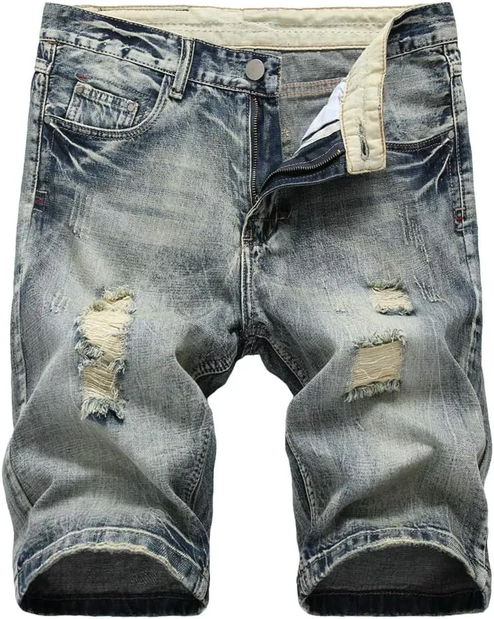 Men's Classic Denim Fit Distressed Shorts