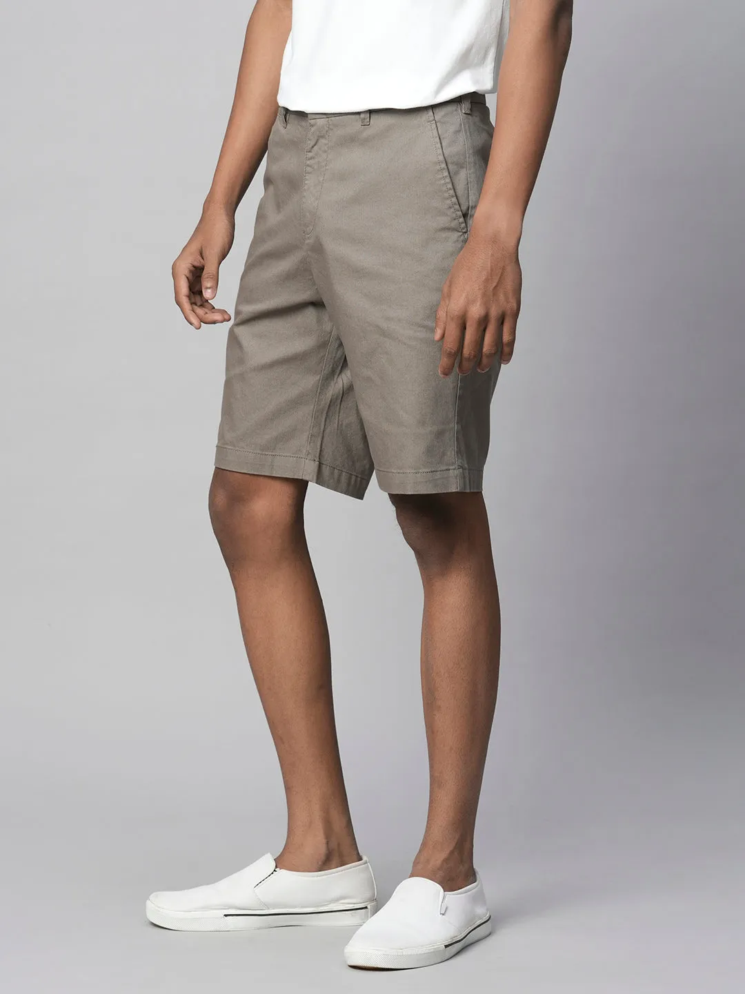 Men's Cotton Lycra Olive Regular Fit Shorts