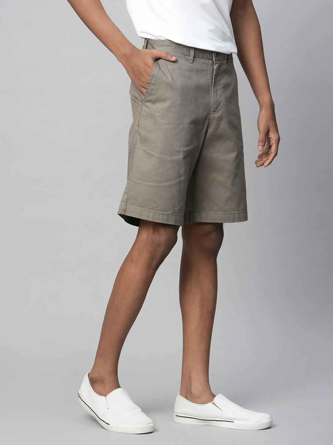 Men's Cotton Lycra Olive Regular Fit Shorts