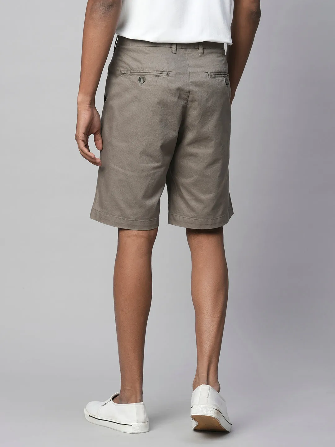 Men's Cotton Lycra Olive Regular Fit Shorts