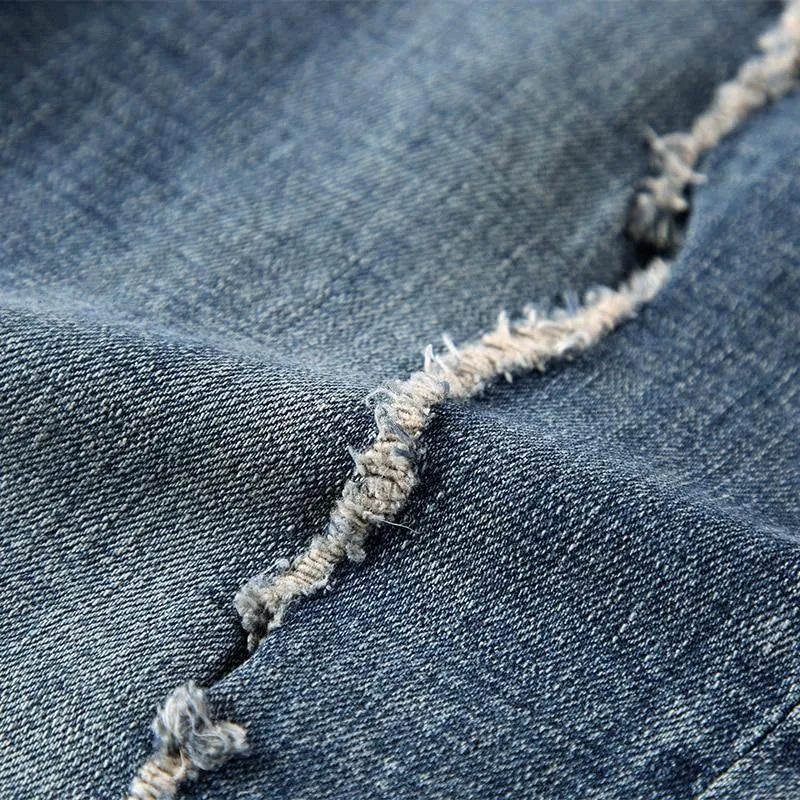 Men's Embroidery Distressed Loose Fit Jeans