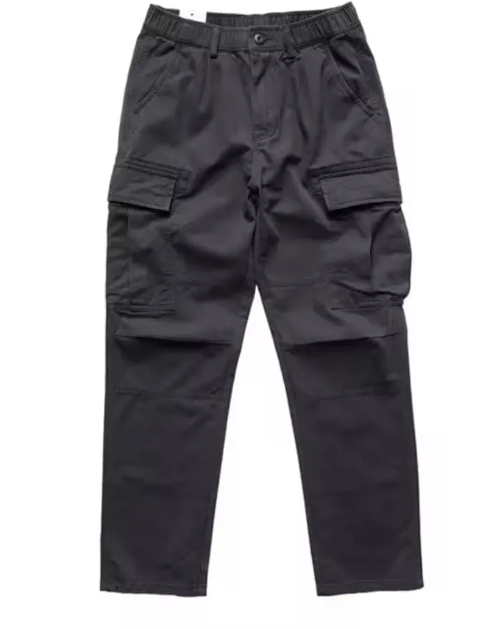 Men's Loose Straight Leg Cargo Pants Casual Multi-Pocket Trousers Washed Elastic Waist Wide Leg Pants    B301836