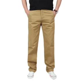 Mens Spring Fall Cotton Cargo Pants Regular Fit Solid Color Casual Business Trouser