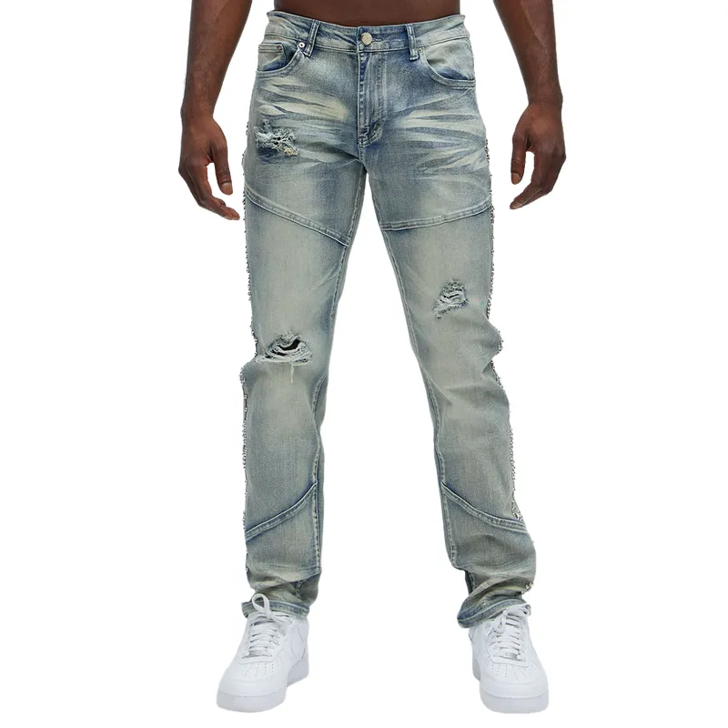 Men's Vintage Fashion Ripped Washed Jeans 60803162F